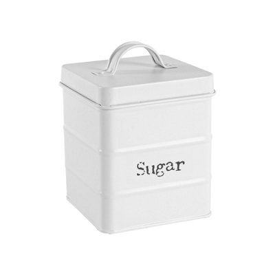 Harbour Housewares Metal Sugar Storage CanisterWhite1X Vintage Retro Food Storage Canister Sugar Caddy Food Container Tin from B&Q