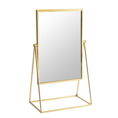 Harbour Housewares Gold Rectangle Makeup Mirror - Dressing Table Tabletop Cosmetic Bathroom Mirror 39Cm