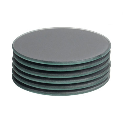 Harbour Housewares 6X Round Glass Coasters10CmGreyTabletop Protection Mat Drink Coaster Decorative Dining Placemat from B&Q
