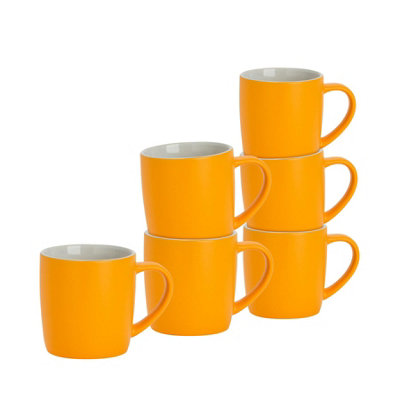 Argon Tableware 350Ml Matt Coloured Coffee MugsYellowSet Of 6Ceramic Stoneware Latte Cappuccino Cups Hot Chocolate Cups from B&Q