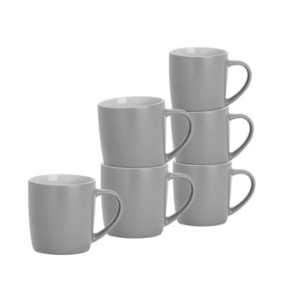 Argon Tableware 350Ml Matt Coloured Coffee MugsGreySet Of 6Ceramic Stoneware Latte Cappuccino Cups Hot Chocolate Cups from B&Q