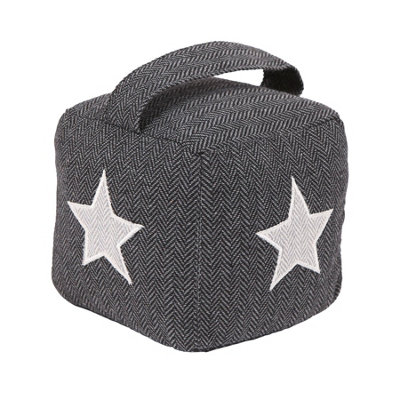 Nicola Spring Herringbone Door Stop - 16 X 16Cm - Star Grey