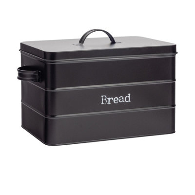 Harbour Housewares Metal Bread BinBlackVintage Retro Bread Tin Canister Storage Jar Kitchen Caddy Food Storage Box Container from B&Q