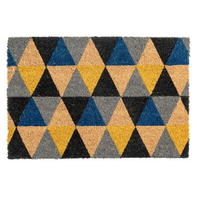 Nicola Spring Coir Door Mat60 X 40CmGeometricIndoor Outdoor Floor Mat Dirt Trapper Rug Non Slip Backing Doormat from B&Q