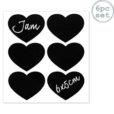 Nicola Spring Black Medium Heart Chalkboard Storage Jar Labels - Pack Of Six - Image 4