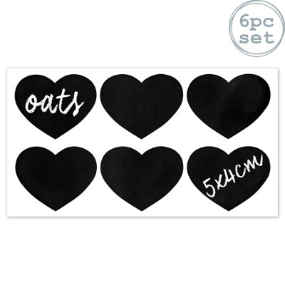 Nicola Spring Black Small Heart Chalkboard Storage Jar Labels - Pack Of Six - Image 4
