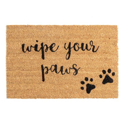 Nicola Spring Coir Door Mat60 X 40CmPawsIndoor Outdoor Floor Mat Dirt Trapper Rug Non Slip Backing Doormat from B&Q