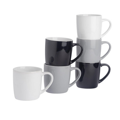 Argon Tableware 350Ml Coloured Coffee Mugs SetGreyscaleGloss Ceramic Stoneware Latte Cappuccino Cups Hot Chocolate Cups from B&Q