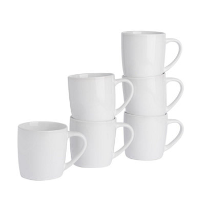 Argon Tableware 350Ml Coloured Coffee MugsWhiteSet Of 6Gloss Ceramic Stoneware Latte Cappuccino Cups Hot Chocolate Cups from B&Q