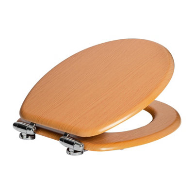 Harbour Housewares Soft Close Toilet SeatBeech Mdf Wooden Lid Easy Install Durable Bathroom Accessory With Quiet Close from B&Q