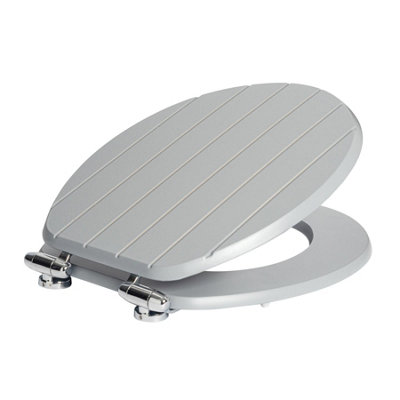 Harbour Housewares Soft Close Toilet SeatGrey Mdf Grooved Lid Easy Install Durable Bathroom Accessory With Quiet Close from B&Q