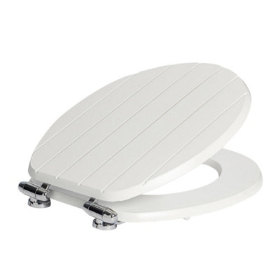 Harbour Housewares Soft Close Toilet SeatWhite Mdf Grooved Lid Easy Install Durable Bathroom Accessory With Quiet Close from B&Q
