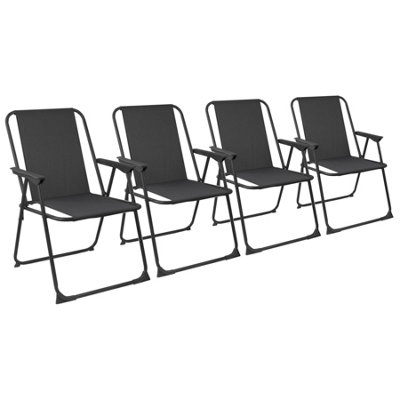 Harbour Housewares Folding Metal Beach ChairsBlackPack Of 4 from B&Q