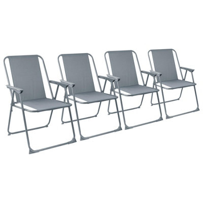 Harbour Housewares Folding Metal Beach ChairsGreyPack Of 4 from B&Q