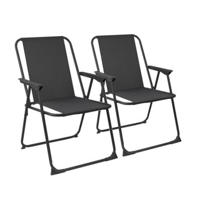 Harbour Housewares Folding Metal Beach ChairsBlackPack Of 2 from B&Q