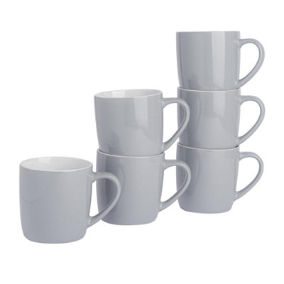 Argon Tableware 350Ml Coloured Coffee MugsGreySet Of 6Gloss Ceramic Stoneware Latte Cappuccino Cups Hot Chocolate Cups from B&Q