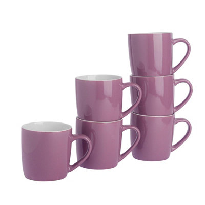 Argon Tableware 350Ml Coloured Coffee MugsPurpleSet Of 6Gloss Ceramic Stoneware Latte Cappuccino Cups Hot Chocolate Cups from B&Q