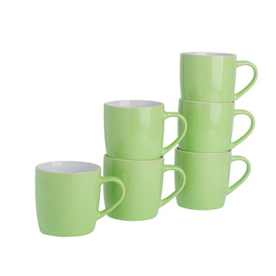 Argon Tableware 350Ml Coloured Coffee MugsGreenSet Of 6Gloss Ceramic Stoneware Latte Cappuccino Cups Hot Chocolate Cups from B&Q