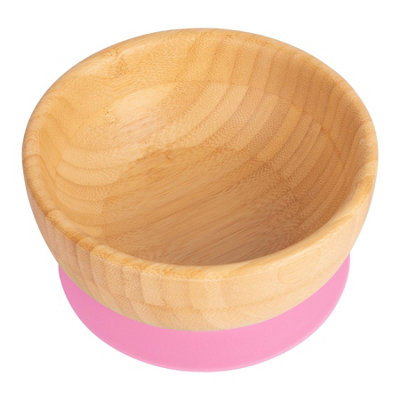 Tiny Dining Bamboo Suction BowlPinkNon-Slip Bamboo Self-Feeding Baby Weaning Bowl Infant Dining Tableware from B&Q