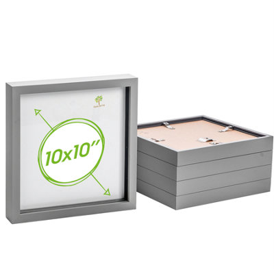 B&Q -  10 X 10" Photo FramesGrey3D Photo Frame Picture Frame Box Portrait Display Case (53 X 53Cm) Set Of 5