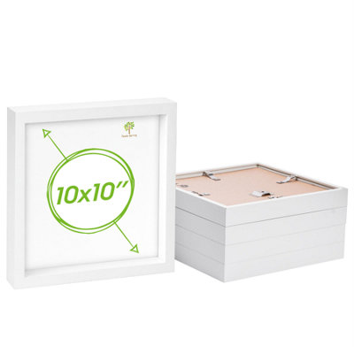 Nicola Spring 3D Box Photo Frames - 10 X 10" - Pack Of 5 White