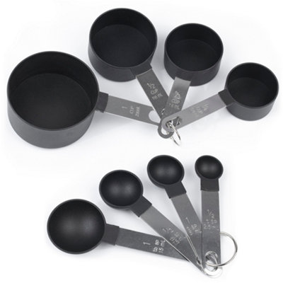 B&Q -  8Pc Stainless Steel Measuring Spoon Set Cups Kitchen Cooking Baking Teaspoon
