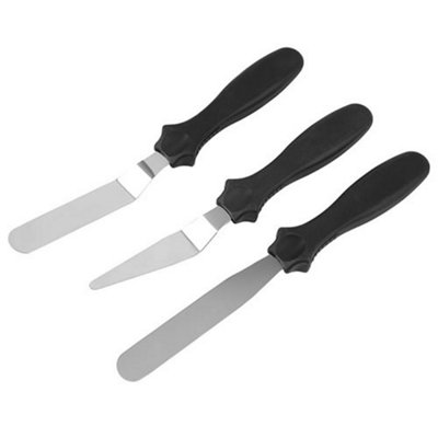 B&Q -  3Pcs Stainless Steel Spatula Palette Set Cake Decorating Smooth Tools Kit