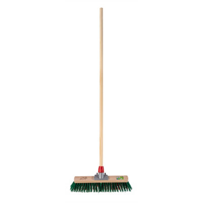 Hardys Wooden Brush Broom Heavy Duty Stiff Synthetic Plastic Bristles Outdoor Yard Driveway Sweeping Long Handle15" from B&Q