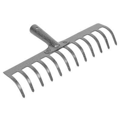 Hardys Soil, Gravel, Leaves & Garden Rake Head - Carbon Steel & 12 Tines, Fits Most Poles, Screw Hole For Secure Fit, 30Cm Wide