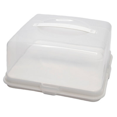 Hardys Square Cake Carrier BoxHard Plastic Dome & StandAirtight Lockable ClipsCarry HandleDishwasher Safe30Cm from B&Q