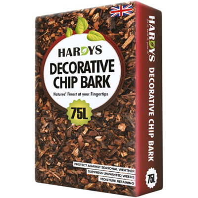 Hardys Organic Wood Bark Mulch - Spruce Chippings, Ideal For Ground Cover, Landscaping, Top Dressing, Root Insulation 75L