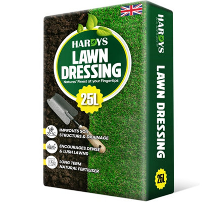 Hardys Turf & Lawn Top Dressing Soil - Sandy Loam Base, Open Texture, Nutrient Enriched For First Grass Seeding & Overseeding 25L