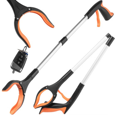 Hardys Folding Litter Picker40Cm/15"83Cm/31"Aluminium Tube & Steel CableSilicone-Grip JawsBuilt-In MagnetOrange from B&Q