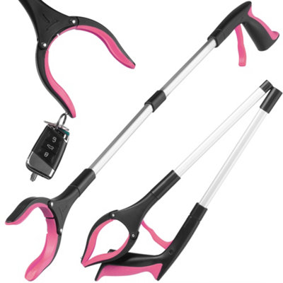 Hardys Folding Litter Picker40Cm/15"83Cm/31"Aluminium Tube & Steel CableSilicone-Grip JawsBuilt-In MagnetPink from B&Q