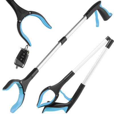 Hardys Folding Litter Picker40Cm/15"83Cm/31"Aluminium Tube & Steel CableSilicone-Grip JawsBuilt-In MagnetBlue from B&Q