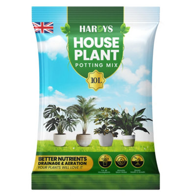 Hardys 10L Houseplant Compost - Added Wetting Agent, Extra Feed, Increased Drainage & Aeration - Suitable For All Houseplants Green