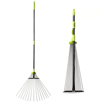 Hardys Adjustable Garden Rake15 Steel Tine Leaf Rake With Telescopic Handle & Adjustable Head SpanL 77/160Cm X W 20/60Cm from B&Q