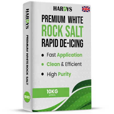 Hardys White De-Icing Rock SaltFast-Acting Salt For Melting Snow & Ice On PathsDriveways& RoadsIdeal For Weeding10Kg from B&Q