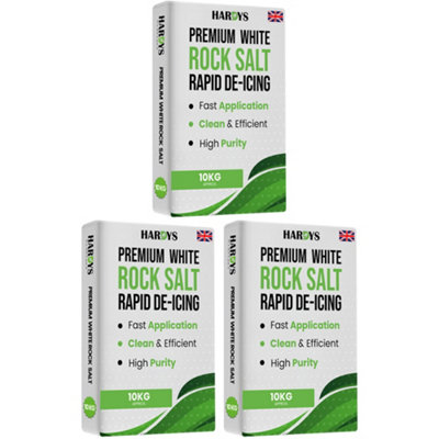 Hardys White De-Icing Rock SaltFast-Acting Salt For Melting Snow & Ice On PathsDriveways& RoadsIdeal For Weeding30Kg from B&Q