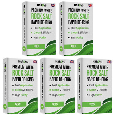 Hardys White De-Icing Rock SaltFast-Acting Salt For Melting Snow & Ice On PathsDriveways& RoadsIdeal For Weeding50Kg from B&Q