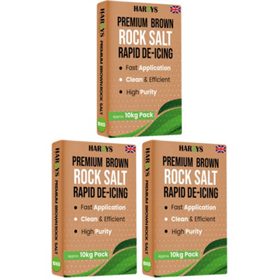 Hardys Brown De-Icing Rock SaltFast-Acting Salt For Melting Snow & Ice On PathsDriveways& RoadsIdeal For Weeding30Kg from B&Q