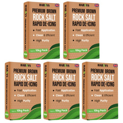 Hardys Brown De-Icing Rock SaltFast-Acting Salt For Melting Snow & Ice On PathsDriveways& RoadsIdeal For Weeding50Kg from B&Q
