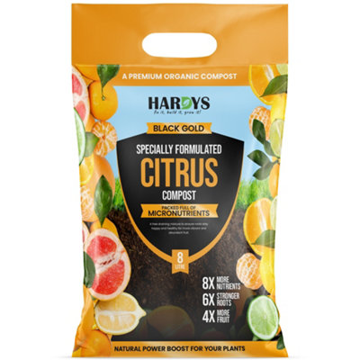 B&Q -  8L Black Gold Citrus Compost Potting MixOrganic Worm Cast CompostLoamBarkPerliteVolcanic Dust10/10/10 Npk