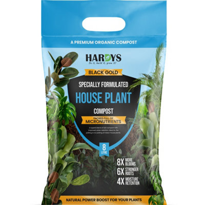 Hardys 8L Black Gold Houseplant CompostPeat FreeWorm Cast & Volcanic Dust Infused CompostSuitable For All Plant Varieties from B&Q