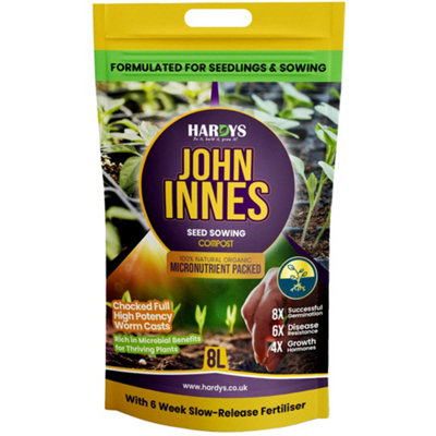 Hardys 8L John Innes Seed CompostOrganic Worm Cast Fertiliser Enhanced 6 Week FeedSoil Improver For FlowerFruitVegetables from B&Q