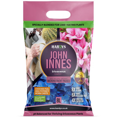 B&Q -  8L John Innes Ericaceous CompostOrganic Worm Cast Soil With LoamHorticultural GritPerlite4.0 Ph Acidic Soil