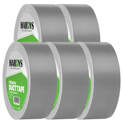 Hardys Silver Duct Tape(L) 50M X (W) 48mm220Um ThickWaterproof BackingCloth LatticeStrong AdhesiveEasy Tear5 Pack from B&Q