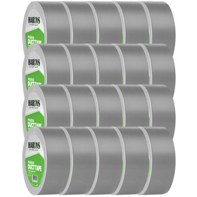Hardys Silver Duct Tape(L) 50M X (W) 48mm220Um ThickWaterproof BackingCloth LatticeStrong AdhesiveEasy Tear20 Pack from B&Q