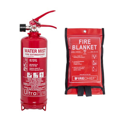 UltraFire 1.4Ltr Water Mist Home And Rental Property Fire Extinguisher With Fire Blanket from B&Q
