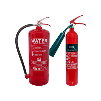 UltraFire 9Ltr Water & 2Kg Co2 Fire Extinguisher Package from B&Q